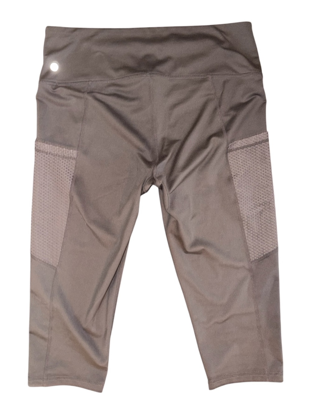Zella Gray High-Waist Cropped Athletic Leggings with Side Mesh Pockets Sz Large - Picture 2 of 3